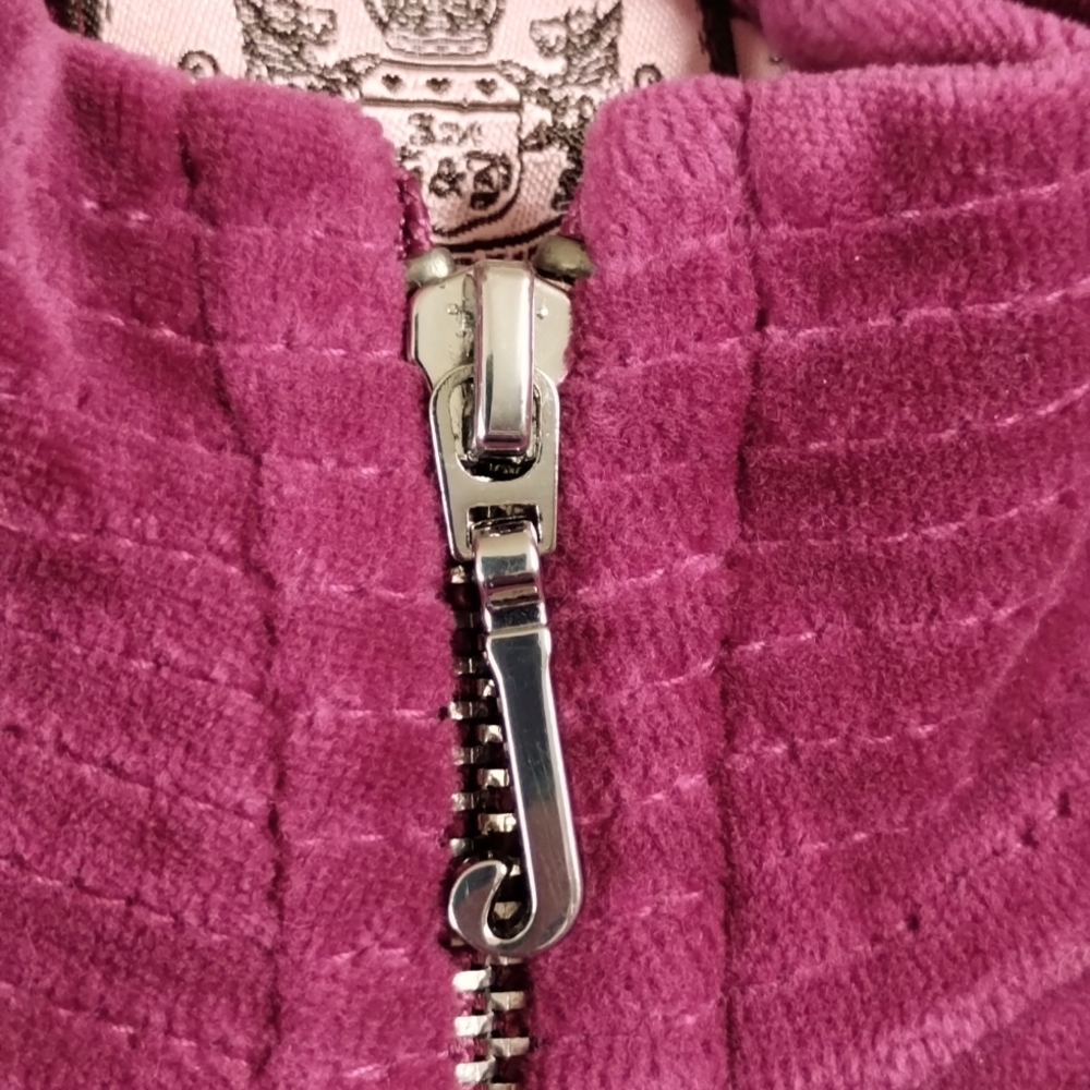 Vtg Juicy Couture USA Velour Jacket Zip L 2010 Burgundy NWT - Picture 4 of 12